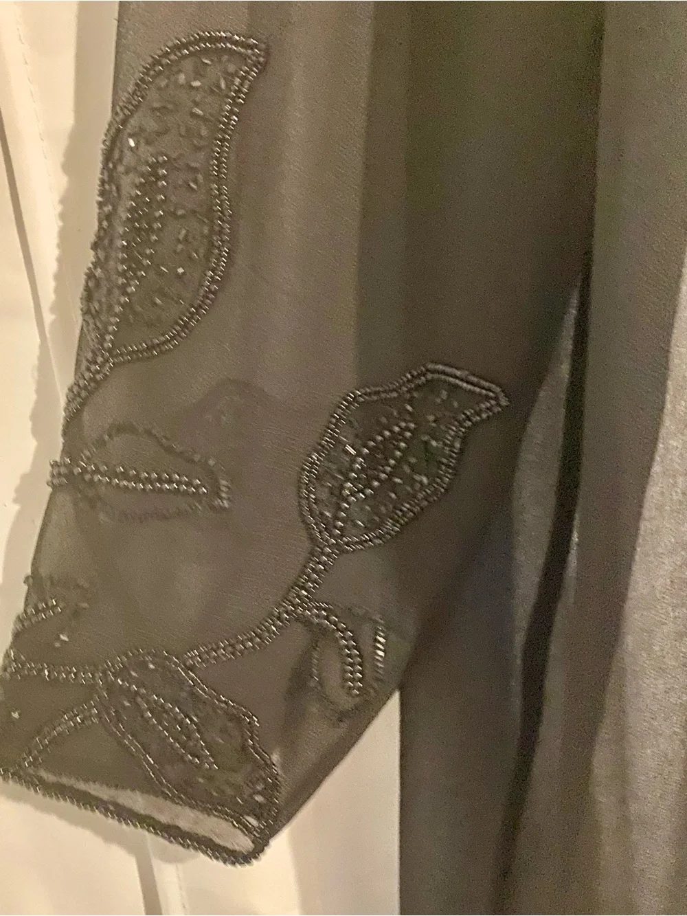 Sheer Long Black Evening Kimono Cover Up- Women